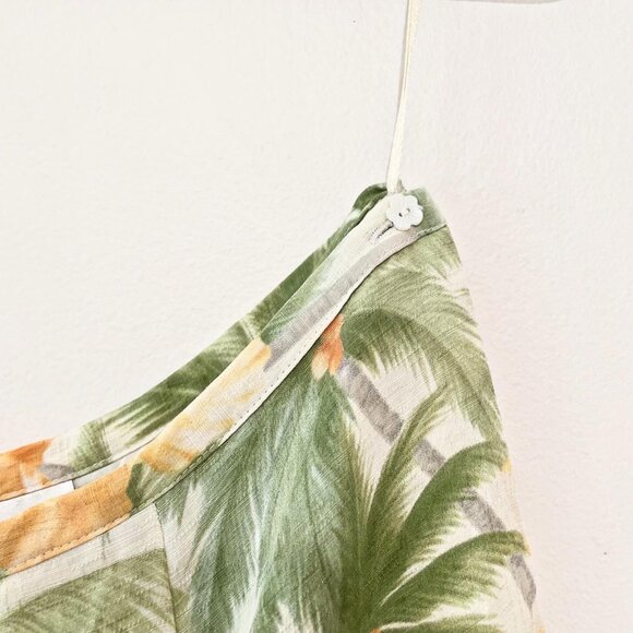 Vintage Pastel Green and Orange Botanical Patterned Sheer Silk Wrap Skirt - Picture 4 of 4